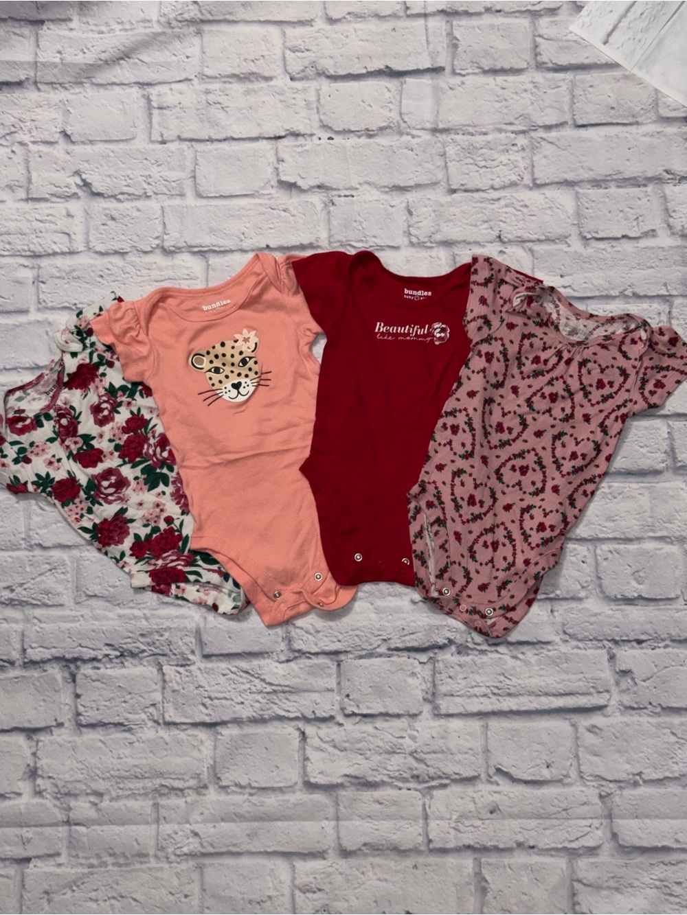 Baby Girls Short Sleeve Bodysuits - Pink & Red Mix (4-Pack)
